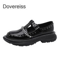 dovereiss 2022 fashion womens shoes flats white pumps summer new elegant buckle consice metal chain sexy office ladys 40 41 42