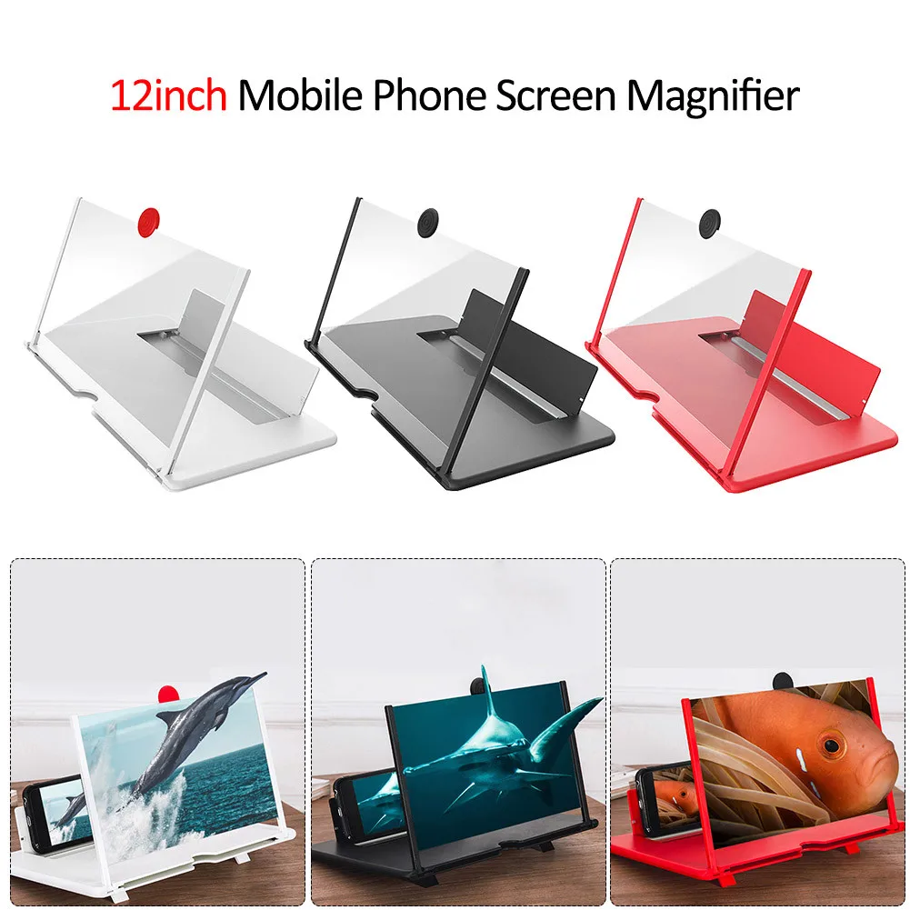 

12inch 3D Phone Screen Magnifier Amplifier Folding Design HD Video Magnifying Glass Watch Movies Smart Phone Bracket Holder