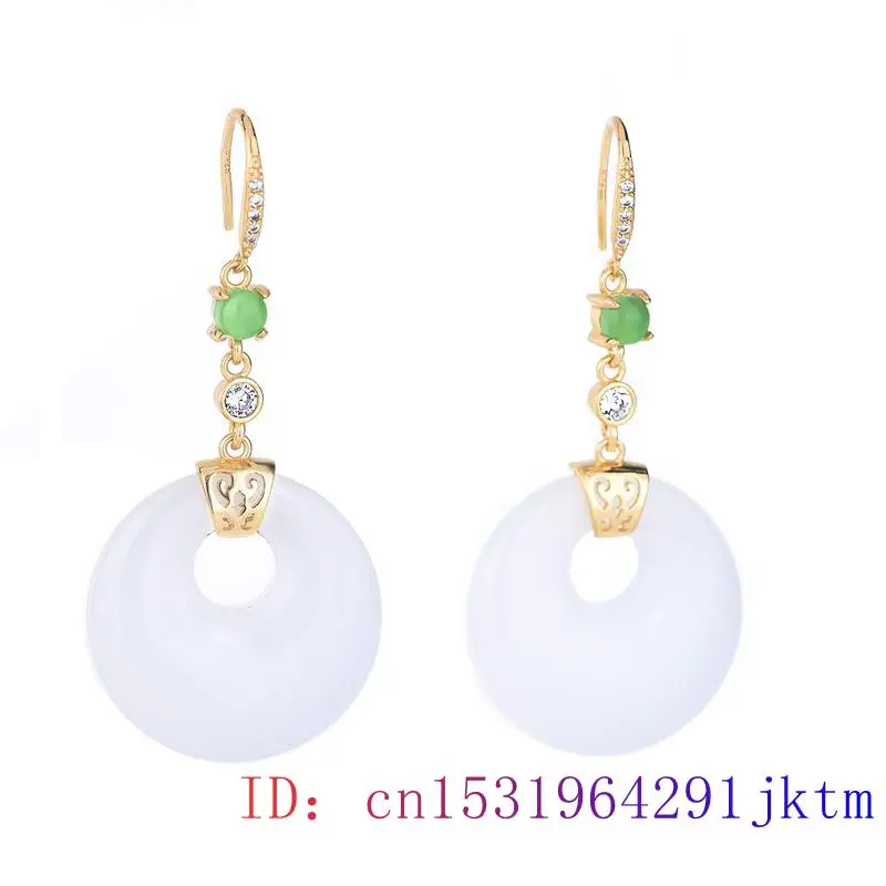 

White Jade Doughnut Earrings Charm Gemstone Women Chalcedony Amulet Jewelry Agate Natural Zircon Gifts Crystal 925 Silver