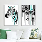 Абстрактные принты постеры печати на холсте животных, красочные настенные художественные картины Зебра, картины для спальни, домашнего декора стен