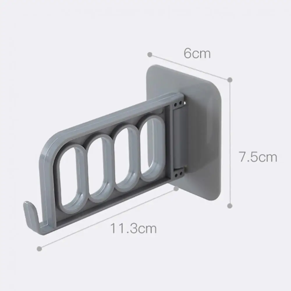 

Folding Wall Door Mounted Adhesive 4 Holes Clothes Hanger Hook Storage Rack