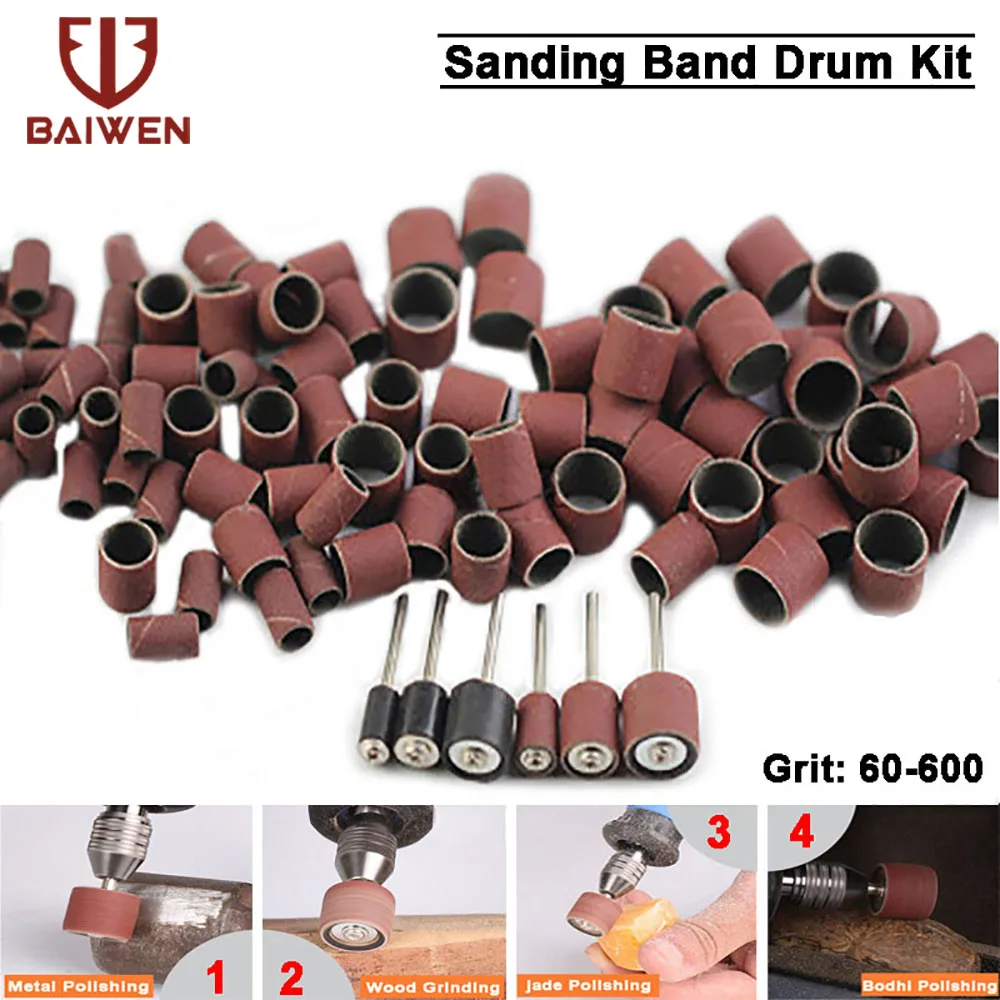 

Sandpaper Sanding Band Drum Kit Rotary Nail Drill Bit 2.35 3.17 Shank Rubber Mandrel Wood Metal Grinding Electric Drill Bit