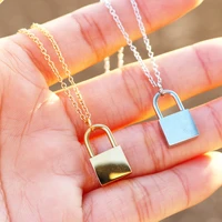 simple fashion metal lock necklace for women men luxurious ladies lock pendant clavicle chain hip hop party choker jewelry gift