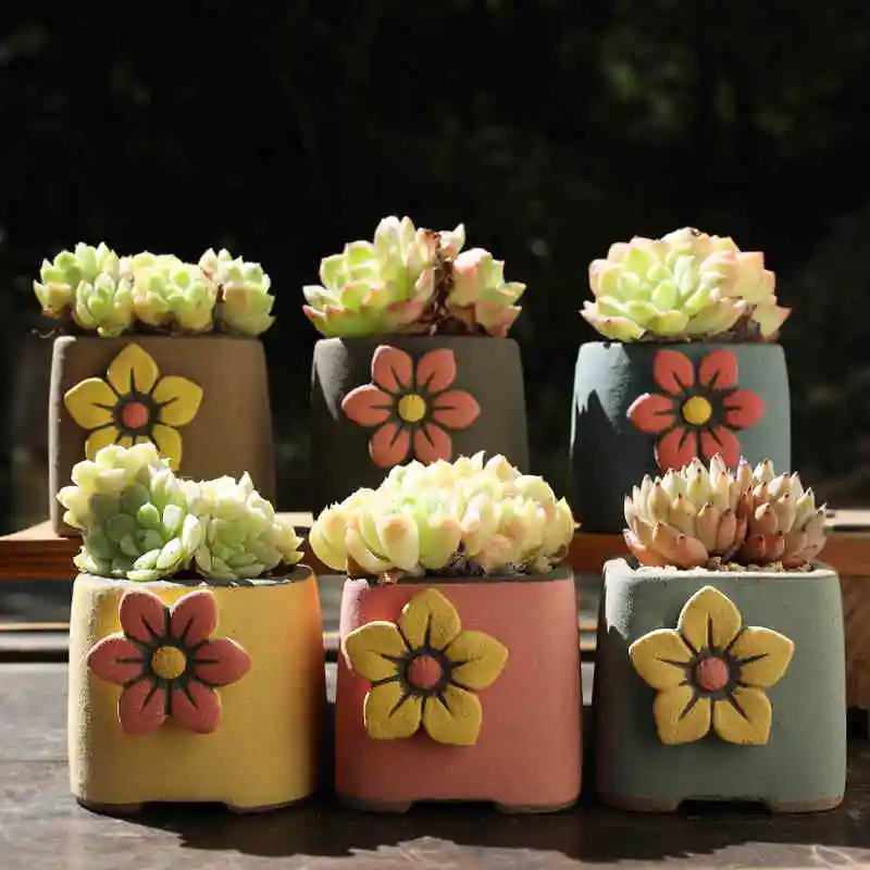 

Mini Flower Pot Succulents Korean Style Plant Pots Small Potted Plants Clay Breathable Garden Decoration Outdoor Ваза Для Цветов