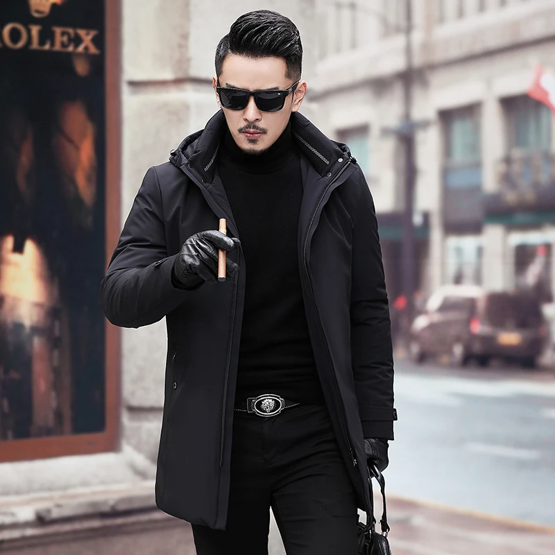 Большой размера плюс 10XL 9XL 8XL 7XL зимняя куртка мужская длинная парка куртка Толстая шапка парка пальто мужская зимняя куртка пальто одежда - Цвет: Black