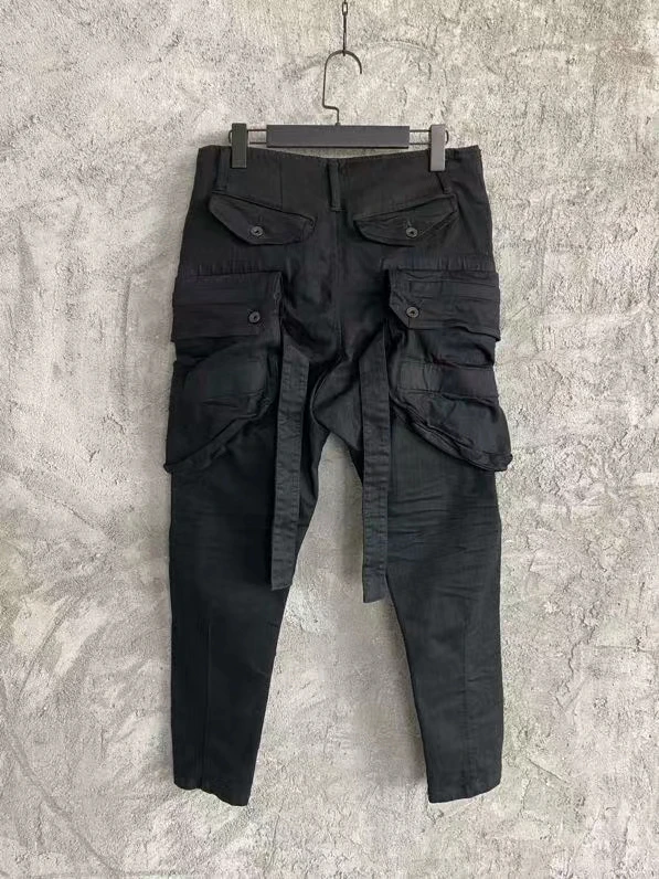 Мужские уличные джинсы с большими боковыми карманами и поясом | Мужская одежда