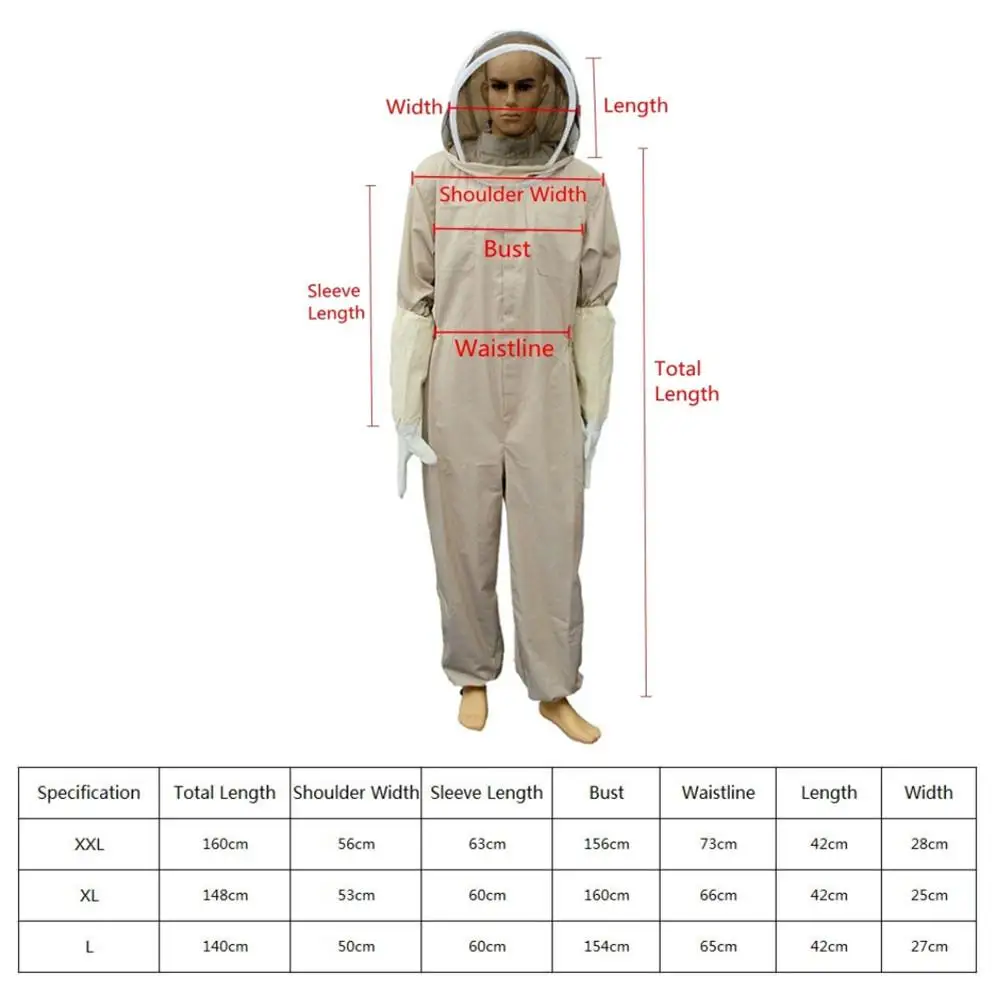 

2020 New Professional Ventilated Full Body Beekeeping Bee Keeping Suit With Leather Gloves Coffee Color