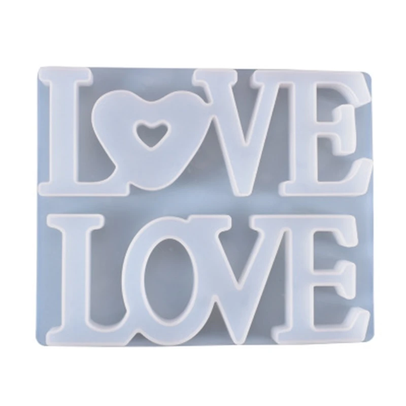 

Double LOVE English Words Doorplate Listed Hanging Pendant Casting Silicone Mould Crystal Epoxy Resin Mold Jewelry Making Tool