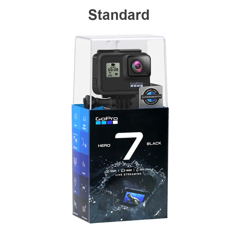 Standard GoPro HERO 7 черная Водонепроницаемая Экшн-камера с сенсорным экраном Спортивная камера Go Pro HERO 7 12 МП стабилизация прямых потоковых фотографий - Цвет: Standard