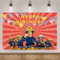 fireman sam photography backdrop boy firefighter engine kids birthday party photo background banner booth decoration prop custom