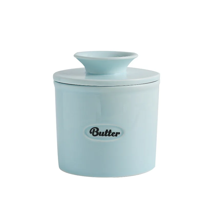Western-Style Ceramic Butter Boxs 500ml Household Restaurant Cheese Sealed Jars With Knives Creative Simple Letter | Дом и сад