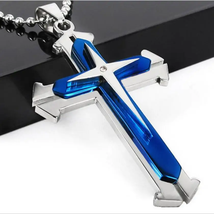 

Hot Selling Unisex Men Stainless Steel Cross Pendant Necklace Chain Fashion Jewelry