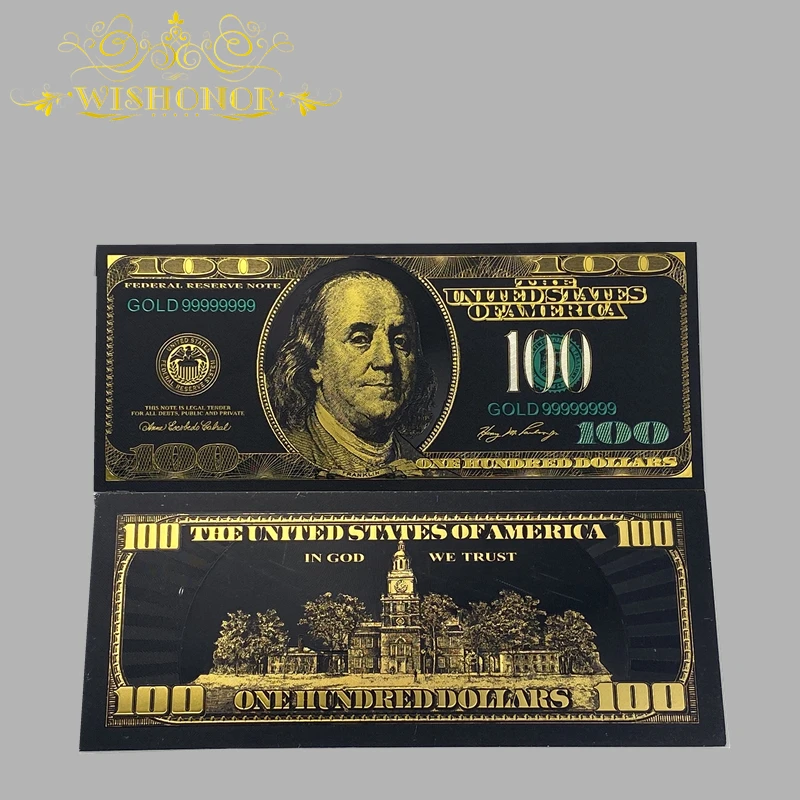Банкнота американская 100 долларов Все стильные банкноты Новые в позолоченном 24k