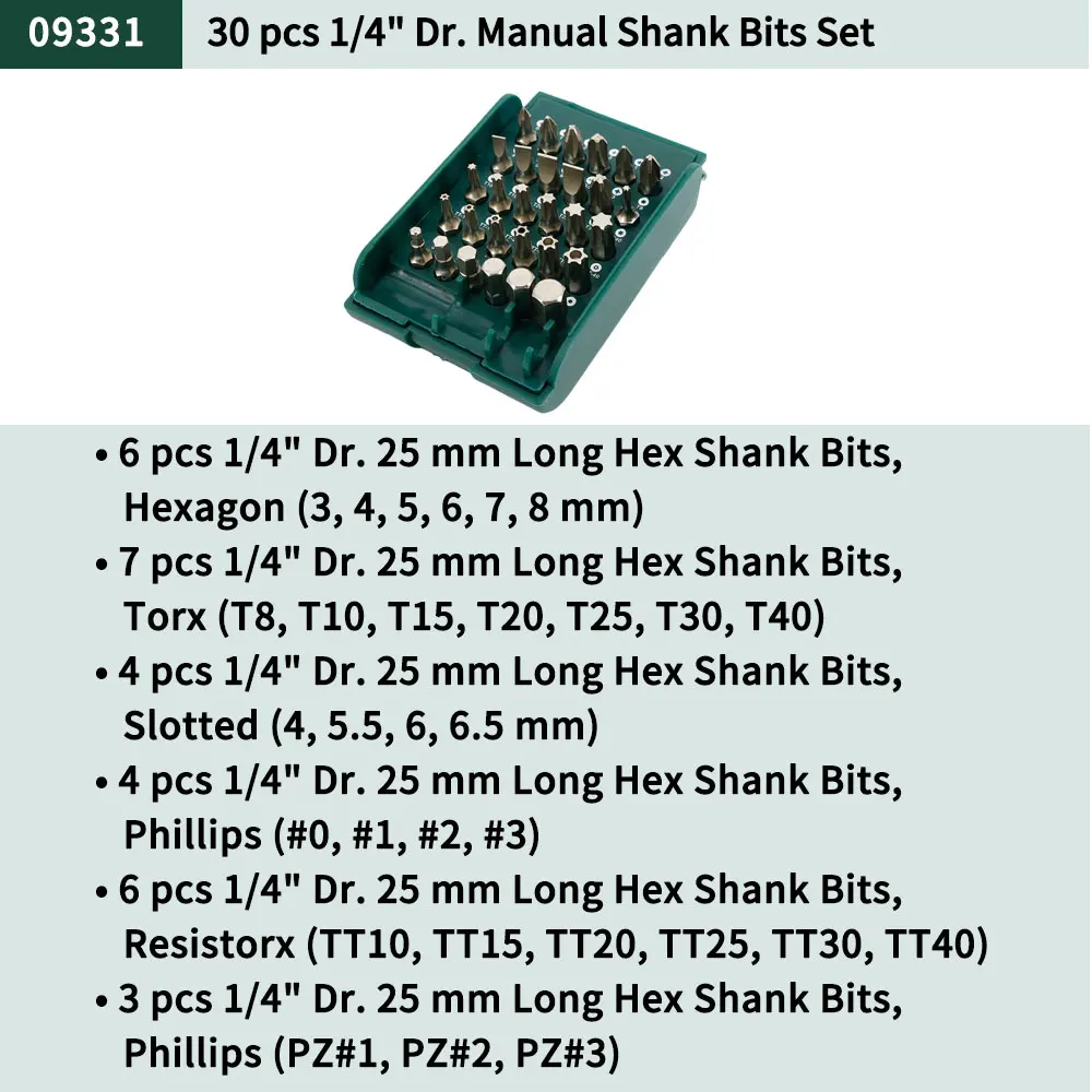 Набор ручных инструментов для ремонта дома SATA 30 шт. 1/4 &quotд р набор 09331|Отвертка| |