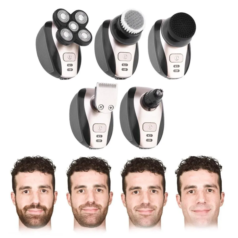 

Men's 5 in 1 Electric Shaver & Grooming Kit Five-Headed Beard & Hair Razor Rechargeable Wet Dry Rotary Razor