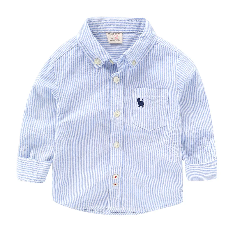 Рубашка с длинными рукавами из чистого хлопка для мальчиков осенняя одежда