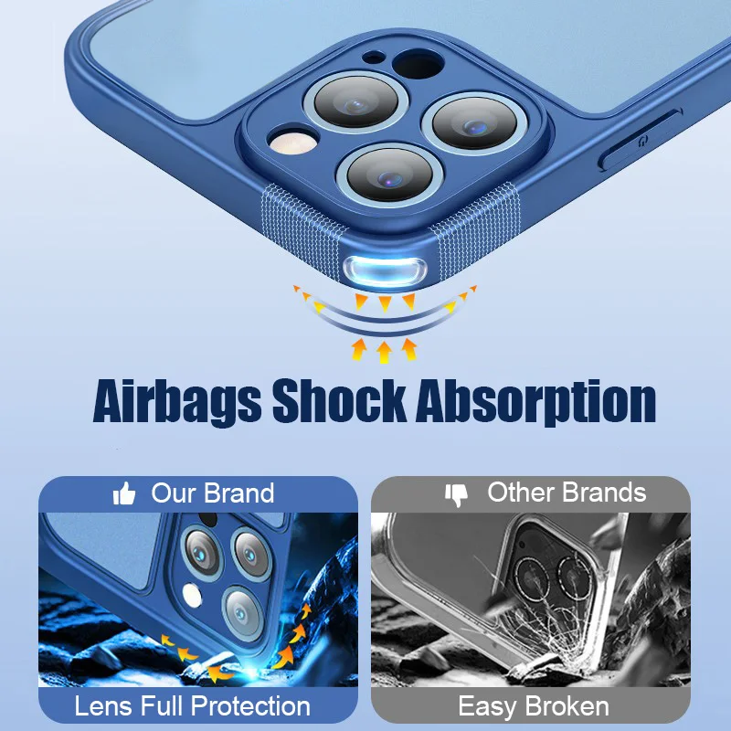 Soft Silicone Shockproof Matte Case For iPhone 13 12 11 Pro Max XR X XS Max 13 Mini 13 Pro Transparent Ultra Thin Bumper Cover