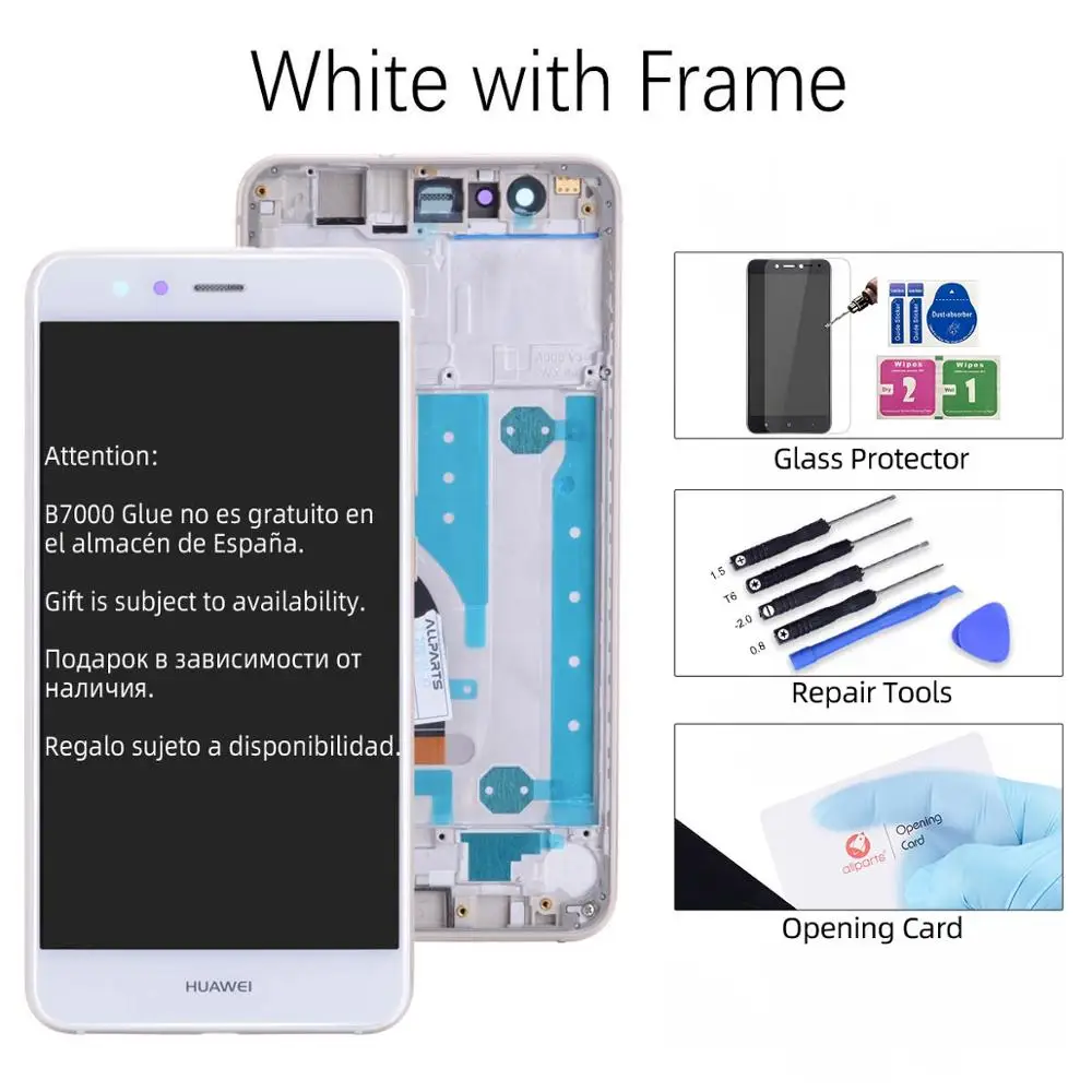 Исплей для HUAWEI P10 Lite Display LCD в сборе с тачскрином на рамке 5.2'' черный синий белый золото порошок Nova Lite lx1 lx2 WAS-LX1 - Цвет: White with Frame