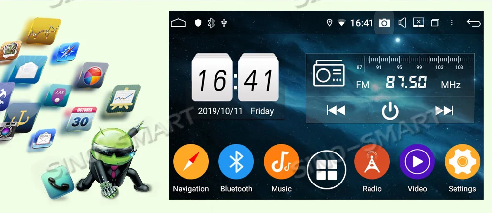 SINOSMART Android 9,0 4G ram 8 core cpu автомобильный Радио gps навигатор плеер для Toyota Fortuner Corolla Prius