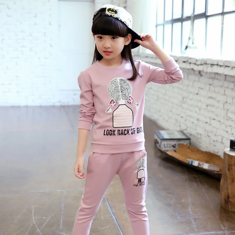 

New Girls clothes Sets print Lovely pattern Children Tracksuit kid clothing suit casual toddler baby sweatshirts+pants 2Pcs