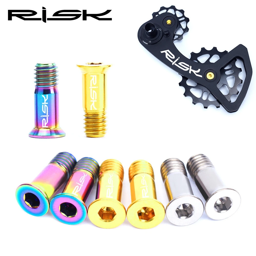 

Risk 2pcs Bike M5 Titanium Screws Rear Derailleur Jockey Wheel Screws Pulley Guide Wheel Fixed Bolts MTB Road Accessories Parts