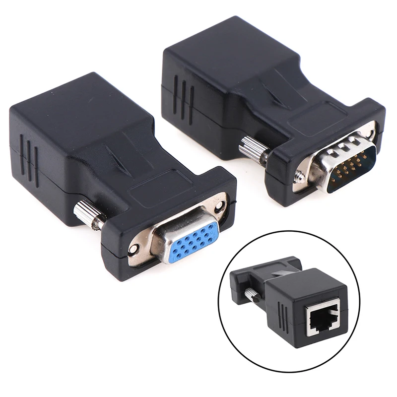 Новинка 2020 Женский/мужской разъем VGA в RJ45 видео удлинитель для