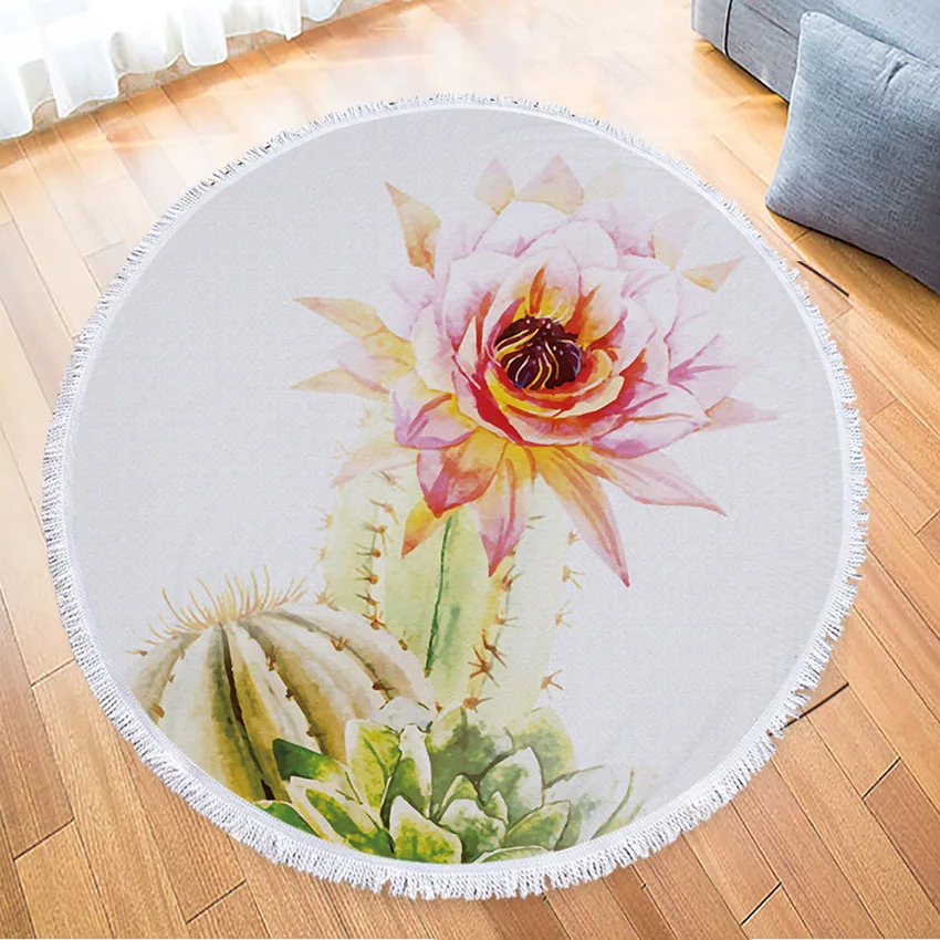 Кактус цветочное круглое пляжное Полотенца цветы толстые душ банные полотенца