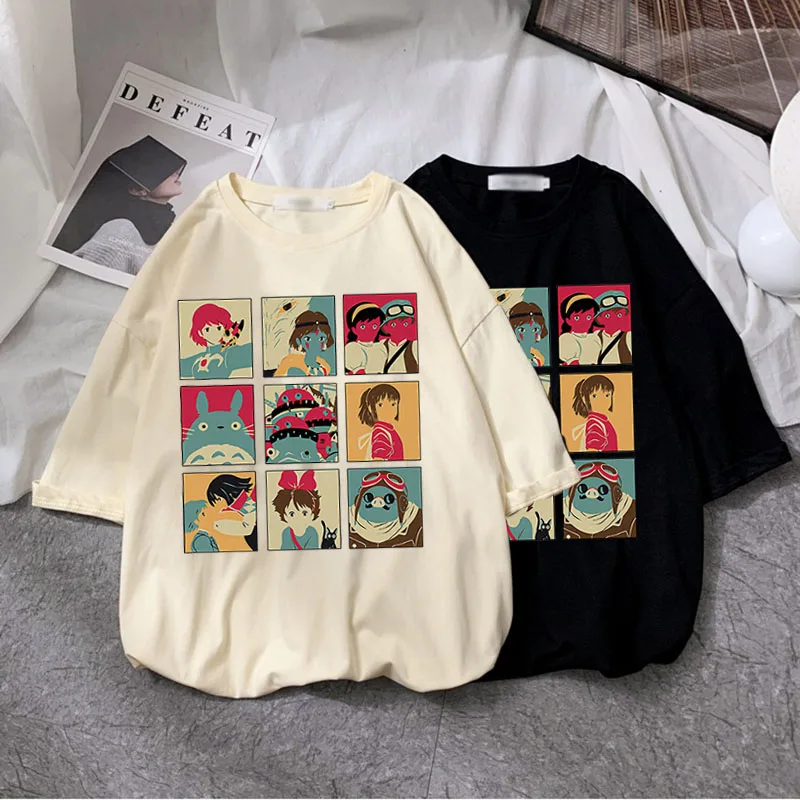 

Cartoon Anime Hayao Miyazaki Totoro Oversized T-shirt Harajuku Kawaii Casual Tops Loose Summer Women Short Sleeve T-shirts Y2k