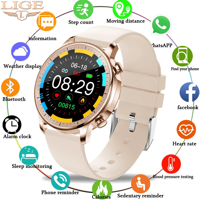 Смарт часы LIGE женские для фитнеса водостойкие Android и ios|Женские наручные часы| |