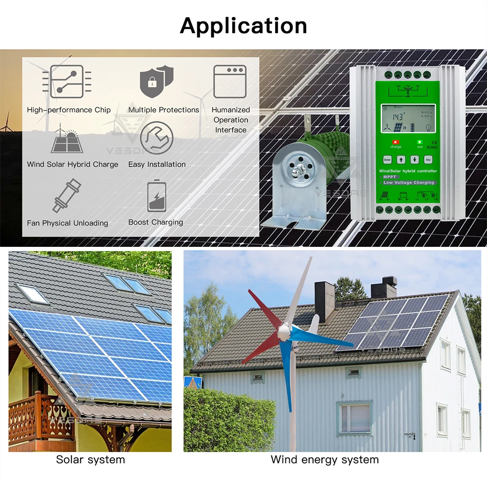 Высококачественный гибридный регулятор заряда от солнечного ветра 1400 Вт MPPT для
