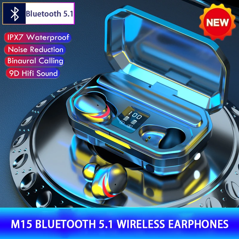 M15 TWS беспроводные наушники Bluetooth V5.1 9D стерео Бас игровая гарнитура