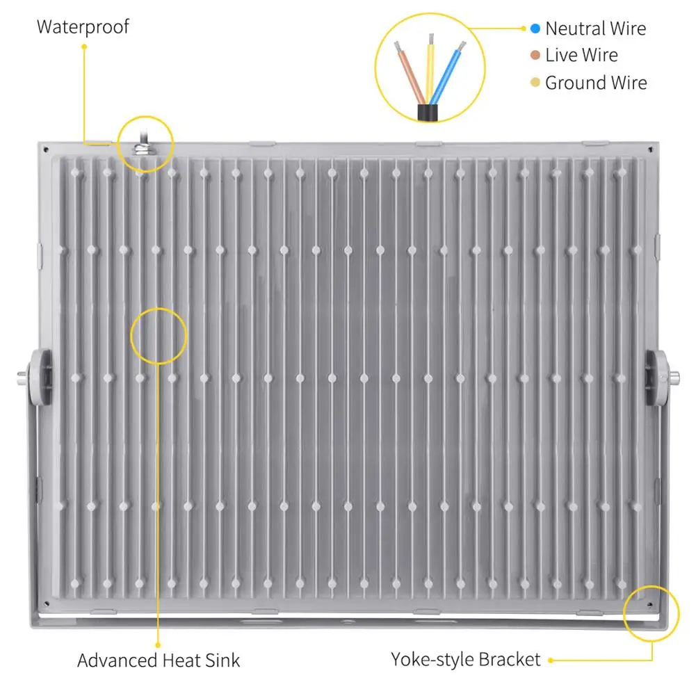 

220-240V LED Floodlight 500W Ultra-Thin Flood Light Outdoor IP65 Waterproof Wall Projector Reflector Warm Cold White
