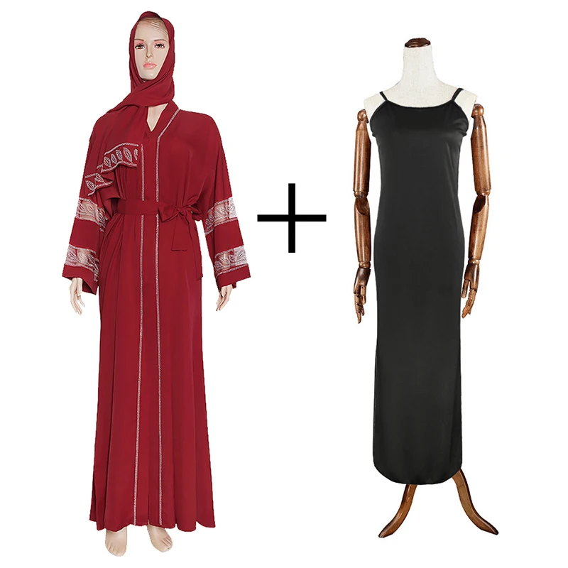 Women Diamond Muslim Pakistani Dress Shalwar Kameez Muslim Hijab Dresses with Scarf Abayas Dubai Caftan Robe Gown Islam 2023 New