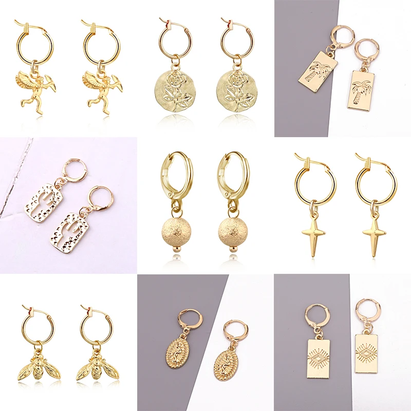 Женские серьги-подвески FENGLI Angel золотистые богемные геометрические серьги в виде