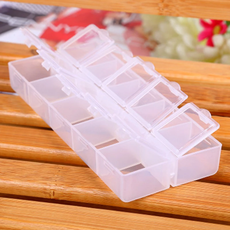 Большой двухрядный портативный дорожный пластиковый органайзер для таблеток 10