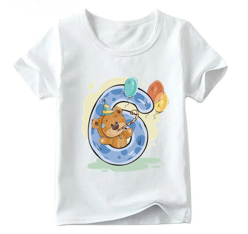 

Футболка детская летняя с принтом медведя и банта, на день рождения