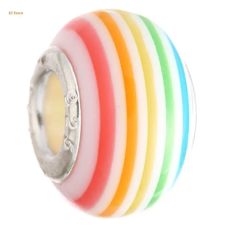 

J78F 50 Pcs Mix Color Large Hole Metal Beads Charms Handcrafts Spacer Beads European Beads Loose Spacers for DIY Bracelet Making