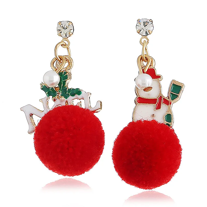 Style 3 Фирменный Новогодний подарок Санта Клаус сливовый олень белый бархатный шар Красный Кристалл Висячие серьги длинные серьги с подвесками для Рождества - Цвет: Style 3