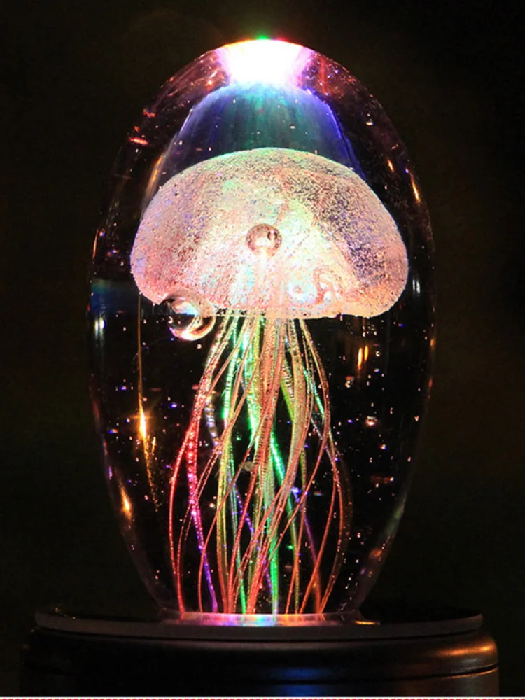 

Newest Creative Gifts Jellyfish Model 3D LED Multicolor Lighting Lamp Crystal Table Lamp For Holiday Room Decoration Night Light