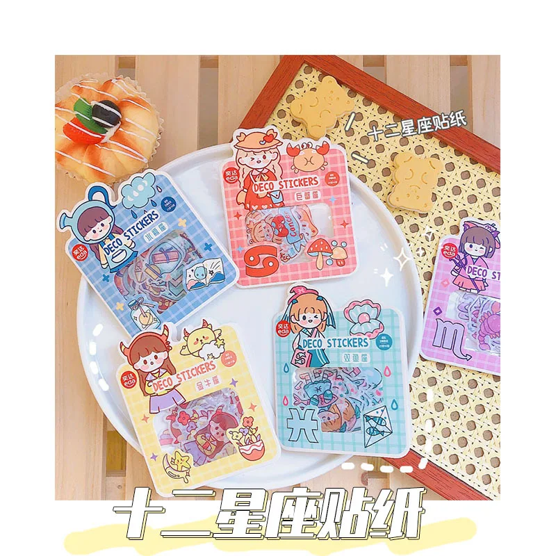 

New Cute Twelve Constellations Series Cartoon Hand Account Sticker DIY Seal Sticker Mobile Phone Decoration Waterproof Sticker