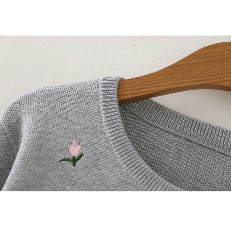 Женский вязаный свитер TIGENA вышивкой пуловер с длинным рукавом для женщин на