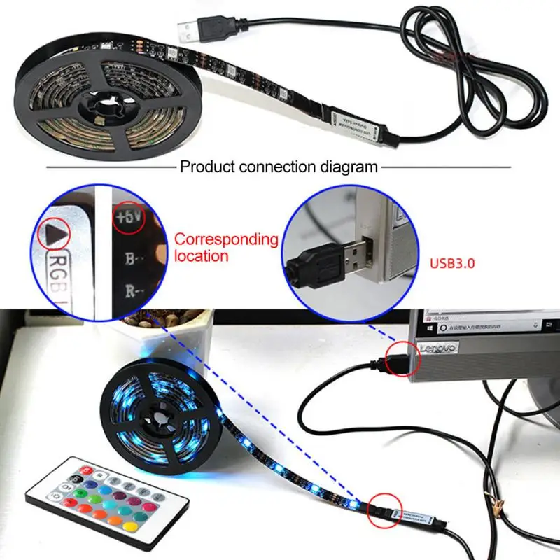 

Led Lights RGB USB Lamp Light Led Strip SMD5050 3 1M 2M Waterproof Neon Kitchen Cabinet TV Backlight Night Lamp Luces LED Diode