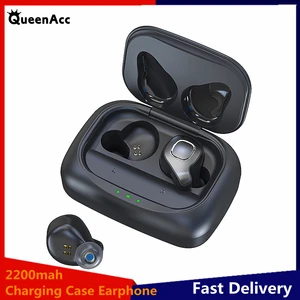 queenacc f80 wireless bluetooth headphones with 2200mah charging case earphone led display sports waterproof headset for xiaomi free global shipping