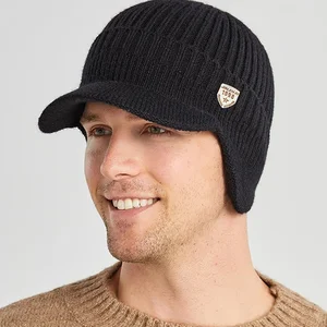 Men Winter Knitted Hat Outdoor Cycling Ear Protection Warmth Peaked Cap Casual Fashion Sunhat Bomber
