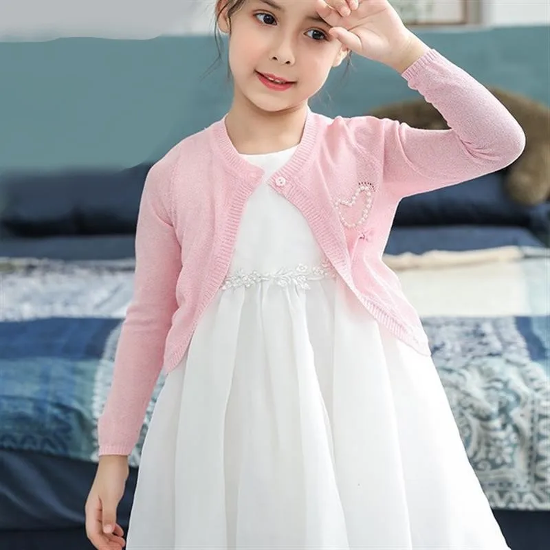 Жакет для девочек хлопковый желтый тонкий с длинным рукавом OGC215419 | Детская