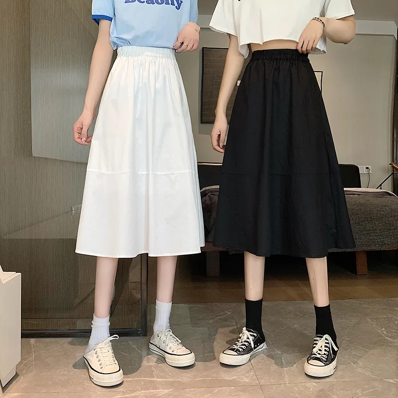 

Spring and Summer New Style Half-length Skirt Cotton Casual Skirt Stitching High Waist Large Skirt Skirt Mid-length