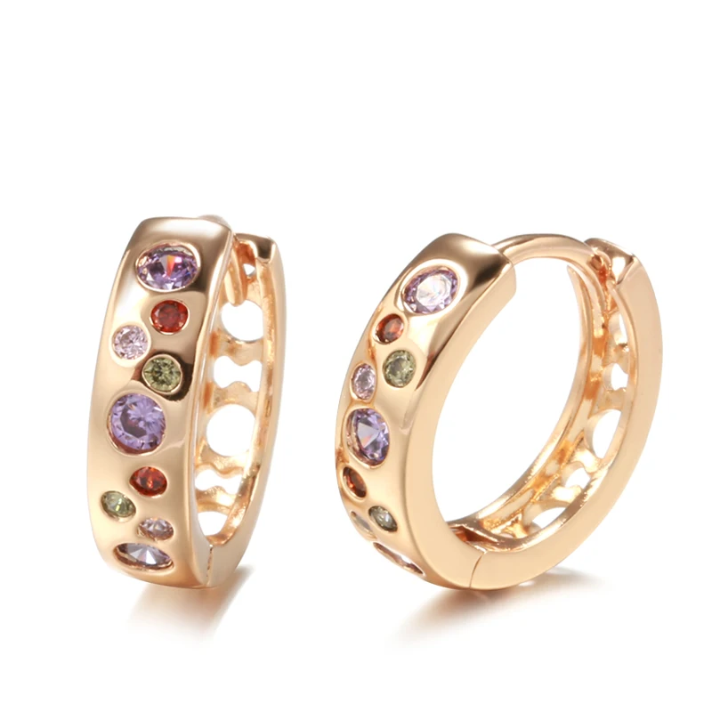 

Женские серьги из розового золота 585 пробы, с натуральным Цирконом