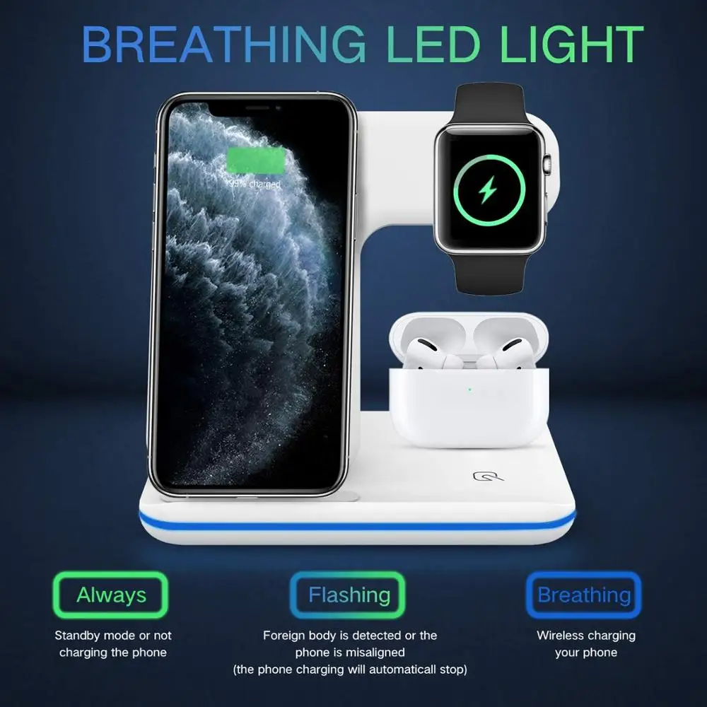 Беспроводное зарядное устройство 3 в 1 15 Вт подставка для iPhone 13 12 11 XS XR X 8