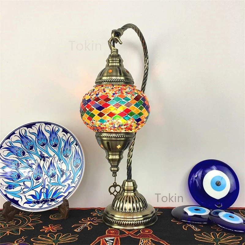 

Table Lamp Retro Romantic Bedroom Living Room Dining Room Hotel Homestay Bar Turkish Handmade Glass Lamp