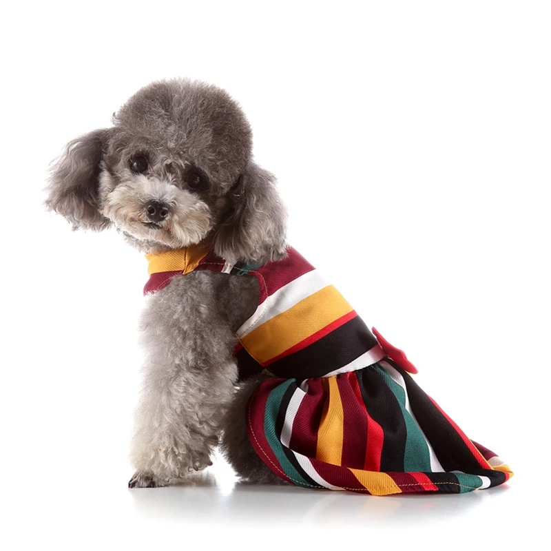 Polka Dot Ribbon Dog Dress Clothes Cozy Sleeveless Shirt Pet Sundress Princess Party Small Skirt 1 | Дом и сад